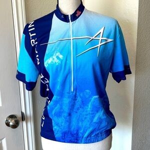 Lockheed Martin Cycling Shirt Size Medium Blue 1/2 Zip AK Apparel